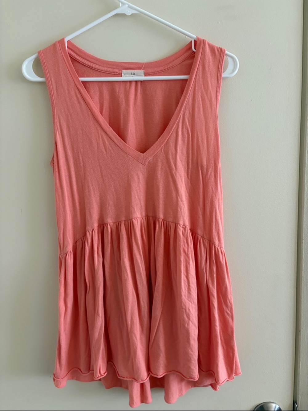 T.La Coral Pink V-Neck Peplum Tank